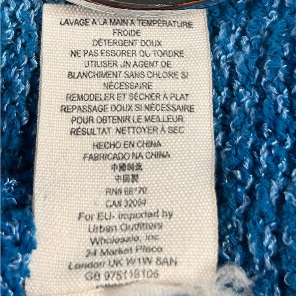 Free People Edessa Pullover Blue Off Shoulder Knit Sweater Balloon Sleeve Size S - Picture 5 of 12